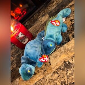 🦎 TY Beanie Babies Rainbow Chameleon & Iggy Iguana Plush Duo 1997
